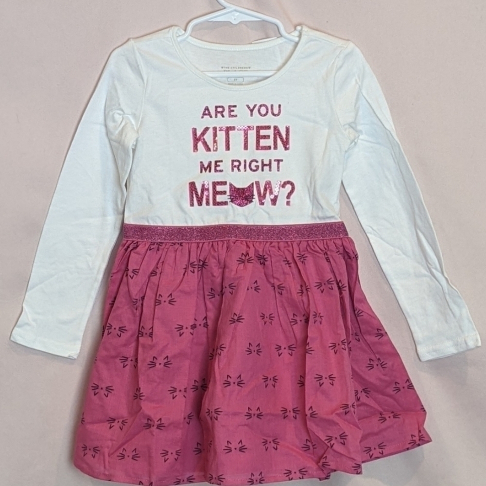 The Children's Place Pink Cat Print Dress size 3T